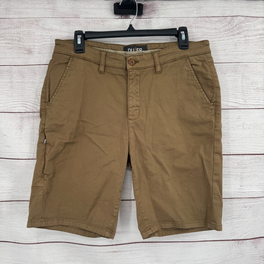 DUER Relaxed Fit Shorts Mens‎ Size 30 Casual Khaki Comfort Stretch Zipper Pocket